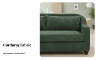 Retro Inspired 3-Seater Corduroy Sofa Modern design Ribbed Fabric Couch Straight-Line Shape Living Room Furniture space-efficient Design for Apartment Dwellers, Homeowners, Office Managers, Small Spaces, Reception Area, Lounge