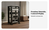 Steel and Wood Amplifier Stand Heavy Duty Multi-Tier Audio Equipment Rack Space-Saving Vertical Design Adjustable Shelf Stereo Rack for Living Room