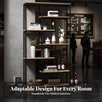 Room Divider with Shelves Multi-Functional Industrial Bookshelf with Cabinet Multifunctional Freestanding Partition Shelf for Entryway, Restaurant