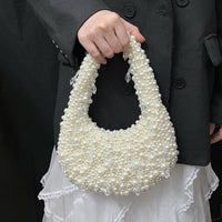 French Vintage Handmade Beaded Pearl Tote Bag