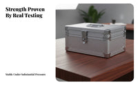 Heavy Duty Lockable Money Box Lightweight Lockable Storage Box Reinforced Corners Metal Document Case Soft Interior Lining for Business Owners, Professionals, Office, Retail Retail Outlet, Workshop, Worksites