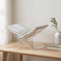 Interlocking X-Shaped Display Stand Freestanding Acrylic Book Stand Clear Tabletop Book Display Transparent for Readers, Students, Desktop, Reading Nooks
