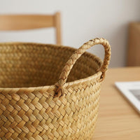 Woven Storage Basket Handwoven Storage Basket with Handle Lightweight