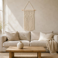 Woven Tapestry Wall Hanging Easy to Hang Cotton Cord Wall Hanging Tassel Fringe