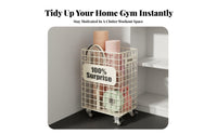Portable with Wheels Exercise Mat Storage Rack Mobile Design Home Gym Rolling Storage Cart Space Saving Metal Fitness Equipment Organizer Multi-Purpose for Narrow Areas, Garage, Living Room
