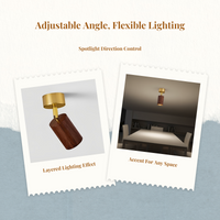Adjustable Walnut Ceiling Light, Rotatable LED Flush Mount