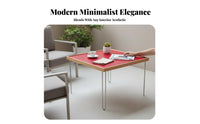 Wood and Metal Table Bauhaus Inspired Square Tea Table with Hairpin Legs
