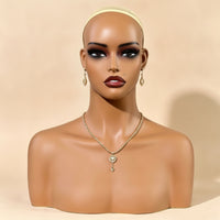 Mannequin Head with Shoulders Skin-Tone Female Display Bust Female Mannequin Head for Jewelers