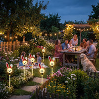 Solar Easter Outdoor Light Weather Resistant Solar Easter Lights Waterproof LED Bunny Garden Stakes for Homeowners, Families, Lawn, Flowerbed, Patio