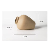 Vase with Slanted Opening Stone-Look Sculptural Vase Matte Vessel for Tabletop