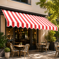Replacement Valance Fabric for Awning, Sun Protection, Custom Polyester, Red/White Striped or Solid Blue