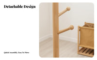 Coat Rack with Laundry Hamper Space-Saving Clothing Stand Detachable Basket