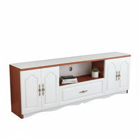 TV Stand with Storage Cabinets Entertainment Center Television Console Sturdy Glass Top with Open Shelves Suitable for Families Small Apartments Bedroom