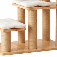 Dog Steps for Bed and Sofa with Scratching Post for Small Wooden Pet Stairs for Living Room and Home Furniture