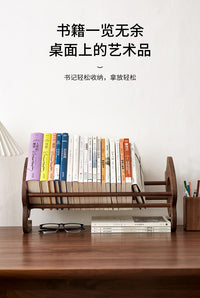 Wooden Expandable Bookend, Large Capacity Desk Book and File Organizer