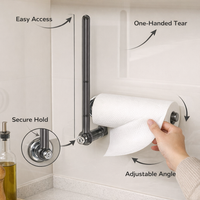 Paper Dispenser Wall Mounted Holder with Strong Suction Cup, Rotatable Under Cabinet Towel for Kitchen, optimal for Home Cooks, Countertop Roll