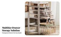 Rolling Makeup Trolley With Drawers Cosmetic Organizer particle-proofresistant Top for Women