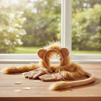 4 Pieces Lion Costume Accessory Set Complete Headband with Ears Fingerless