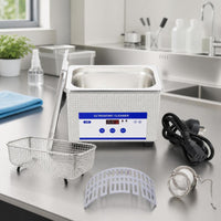 Ultrasonic Cleaner with Basket and Numeric Display Stainless Steel Digital Ultrasonic Cleaner Compact Cleaning Machine for Jewelers, Home, Workshops