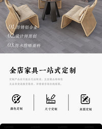 Outdoor Rattan Sofa Set with Umbrella, U-Shape, Aluminum and Iron Frame