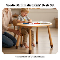 Bean-ShapedShaped Table with rabbit Chairs Easy to Clean kids' Desk and Chair
