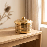 Decorative Canister with Lid Hammered Storage Jar with Lid Gold-Colored Canisters for Shelf, Living Room, Entryway