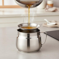 Oil Strainer Pitcher Large Capacity Stainless Steel Oil Pitcher Wide Mouth