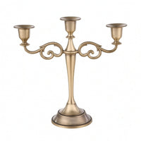 Three-Arm Candelabra Metal Candelabra with Weighted Base Polished for Wedding