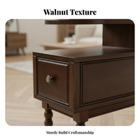 dual-level Rolling Side Table Space-Saving Mobile Storage Sturdy Construction Easy to Clean for Homeowners