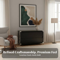 Modernist Design Media Console Versatile Use Wood and Steel TV Cabinet Sturdy Construction TV Stand with Storage for Apartment Dwellers, Adults