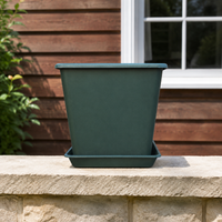 Made in Japan Square Planter Flower Pot Indoor Use Plastic Pot for Houseplants Succulents Stylish Dark Green