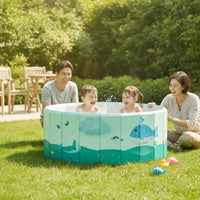 Portable Kids Pool Ocean-Themed Foldable Pool Folding Compact for Toddlers, Families, Backyard, Garden