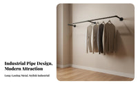 Sturdy and Long-Lasting Industrial Pipe Clothing Rack Space Saving Wall Mounted Clothes Rack Multi-Purpose Wall Mounted Clothes Bar Scratch Resistant for Fashion Designers, DIY Enthusiasts, Boutique, Bedroom, Entryway, Laundry Room