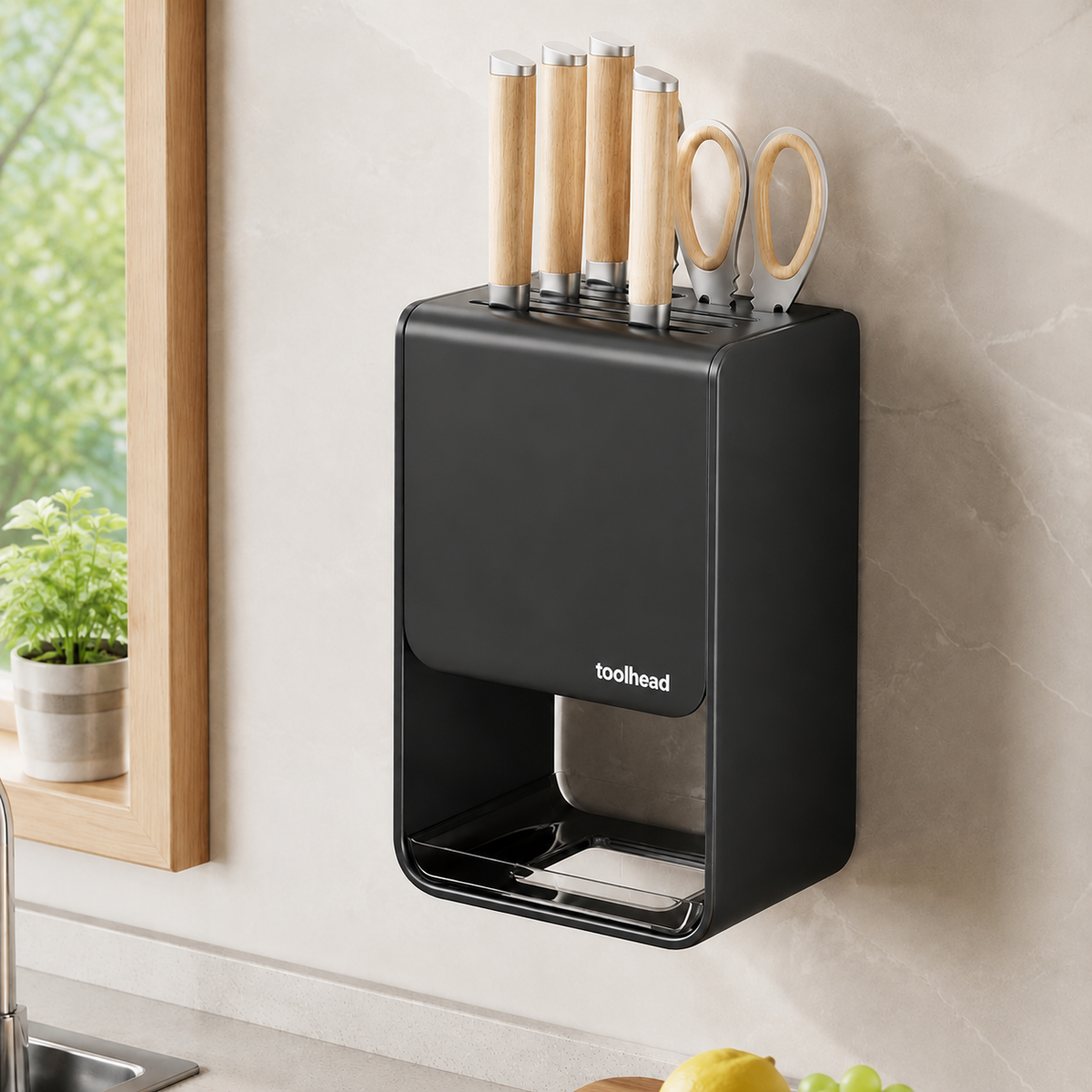 Wall-Mounted Knife Stand, Carbon Steel, Knife Block, Matte Finish, Kitchen Space Utilization
