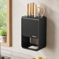 Wall-Mounted Knife Stand, Carbon Steel, Knife Block, Matte Finish, Kitchen Space Utilization