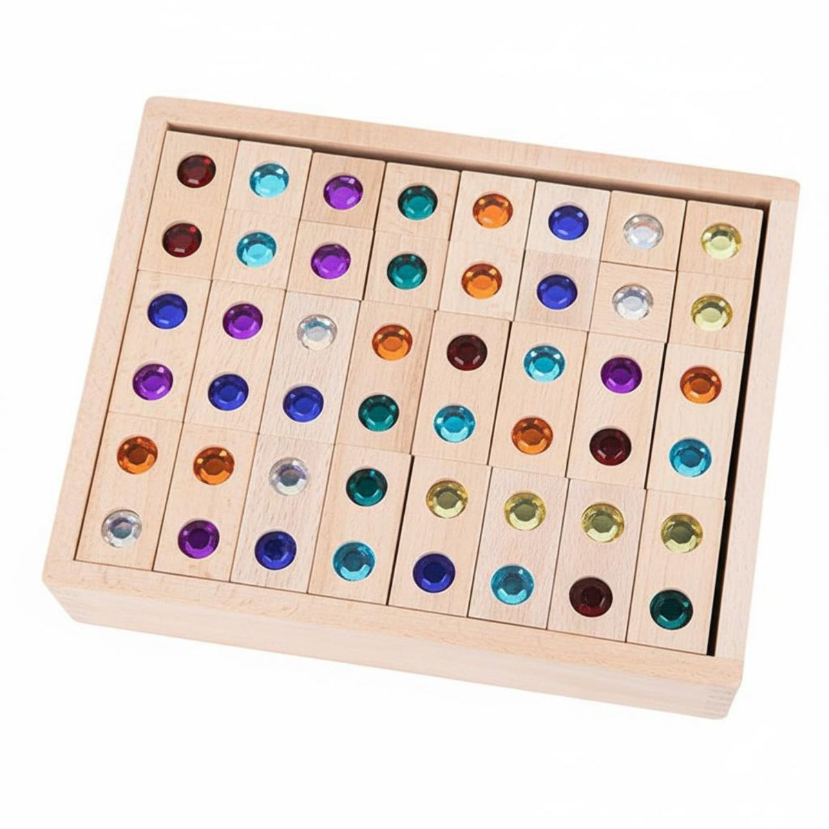 Gem Blocks Colorful Smooth Polished Wooden Block Set for Preschoolers, Kids, Home Education