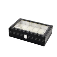 PU Leather Watch Storage Box with Window, Multiple Slots