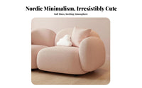 Creamy design aesthetic 2-Seater Loveseat Cute Design Rounded Loveseat Space-Saving Small Couch fluffyLike Shape for Apartment Dwellers, Boutique Owners, Young Adults, Bedroom, Boutiques, Lounge Areas, Office
