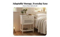 Rattan Drawer Nightstand French design Rattan Drawer End Table Vintage Design Distressed Finish for Adults, Teens, Hotel, Office