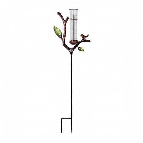 Decorative Bird Rain Gauge Measurement Markings Metal Stake Rain Gauge for Lawn