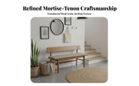 Solid Wood Construction Long Bench with Backrest Nordic Design Indoor Seating Multi-Purpose Household Furniture Rustic Charm for Families, Homeowners, Interior Decorators, Dining Room, Bedroom, Hallway, Study
