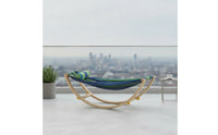 Rocking Hammock with Stand Striped Wooden Hammock Swing Curved Rocking Swing Chair for Kids, Young Children, Playroom, Balcony, Nursery