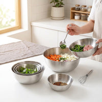 Stainless Steel Mixing Bowl with Lid, Round Steel Mixing Basin for Salad Prep, Modern Minimalist Style Kitchen Storage for Adults and Chefs