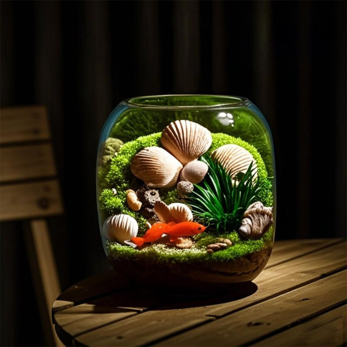 Desktop Glass Fishbowl Set, Mini Betta Aquarium Habitat