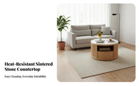 Round Coffee Table with Drum Storage Extendable Design Fluted Nesting Table Set Easy to Clean Central-Era Modern Design