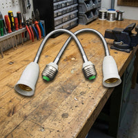 Desk Lamp Extension with 300mm Total Length, Flexible Gooseneck Bedside Lamp Adapter, E27 to E27 Reading Lamp, 1A Rated Current 30cm Hose