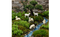 6 Pieces Sheep Figurines in Tray Small Resin Sheep Figurines Textured Decorations for Shelves