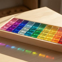 Acrylic Color Blocks Transparent Translucent Block Set Smooth Edges Rainbow Stacking Blocks for Kids, Playroom