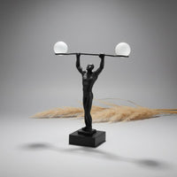 Weightlifter Statue Tabletop Display Metal Athlete Sculpture Detailed Home Decor for Entryway