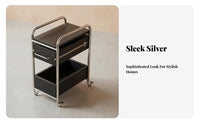 2-Tier Rolling Trolley Multi-Functional 2-Tier Rolling Stand adjustable